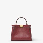 FENDI Peekaboo Mini Burgundy ostrich skin bag